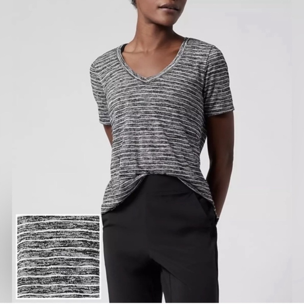 ATHLETA Striped Vibes V-Neck Tee - Medium